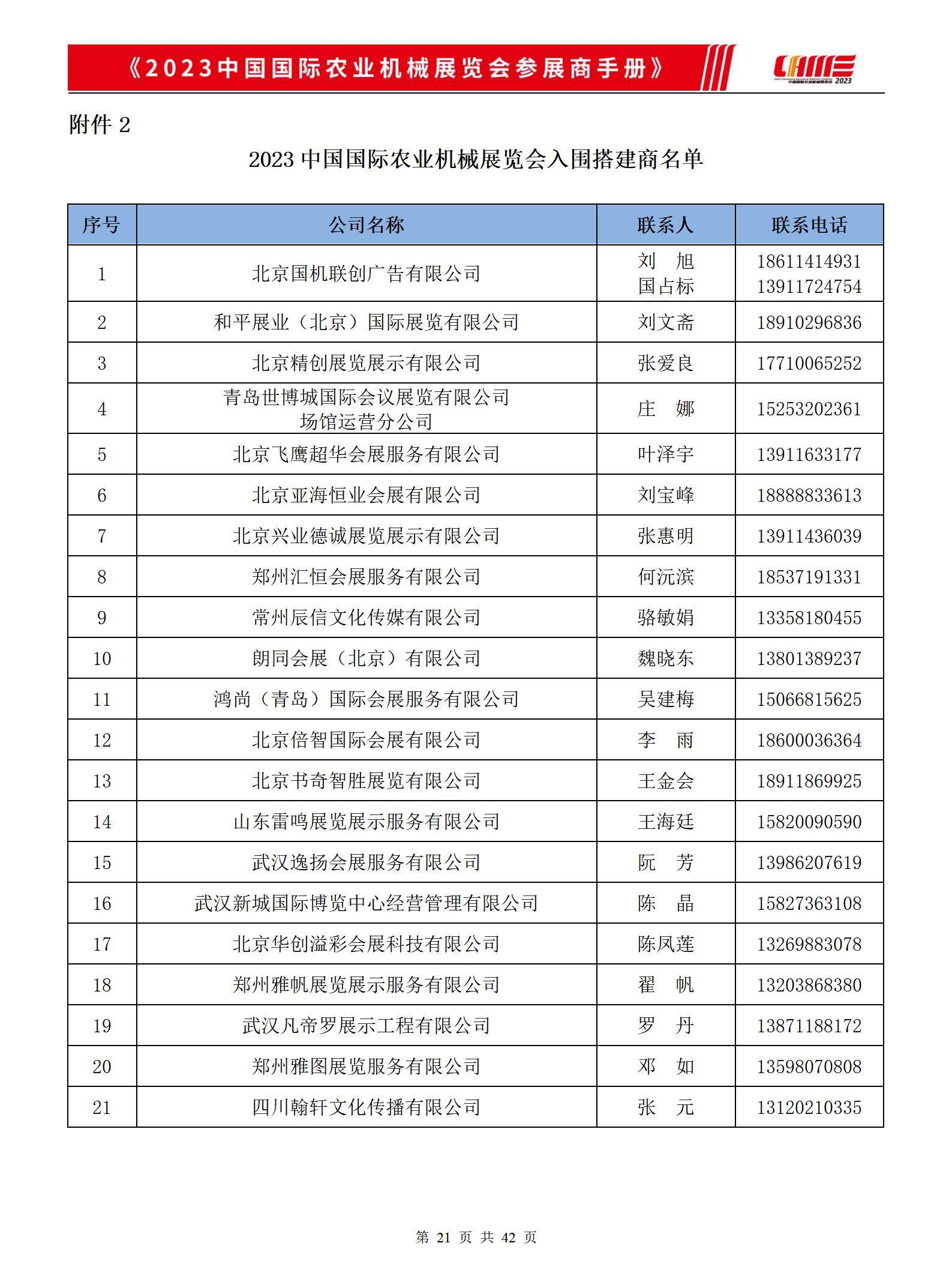 2023中国国际农业机械展览会《入围搭建商名单》